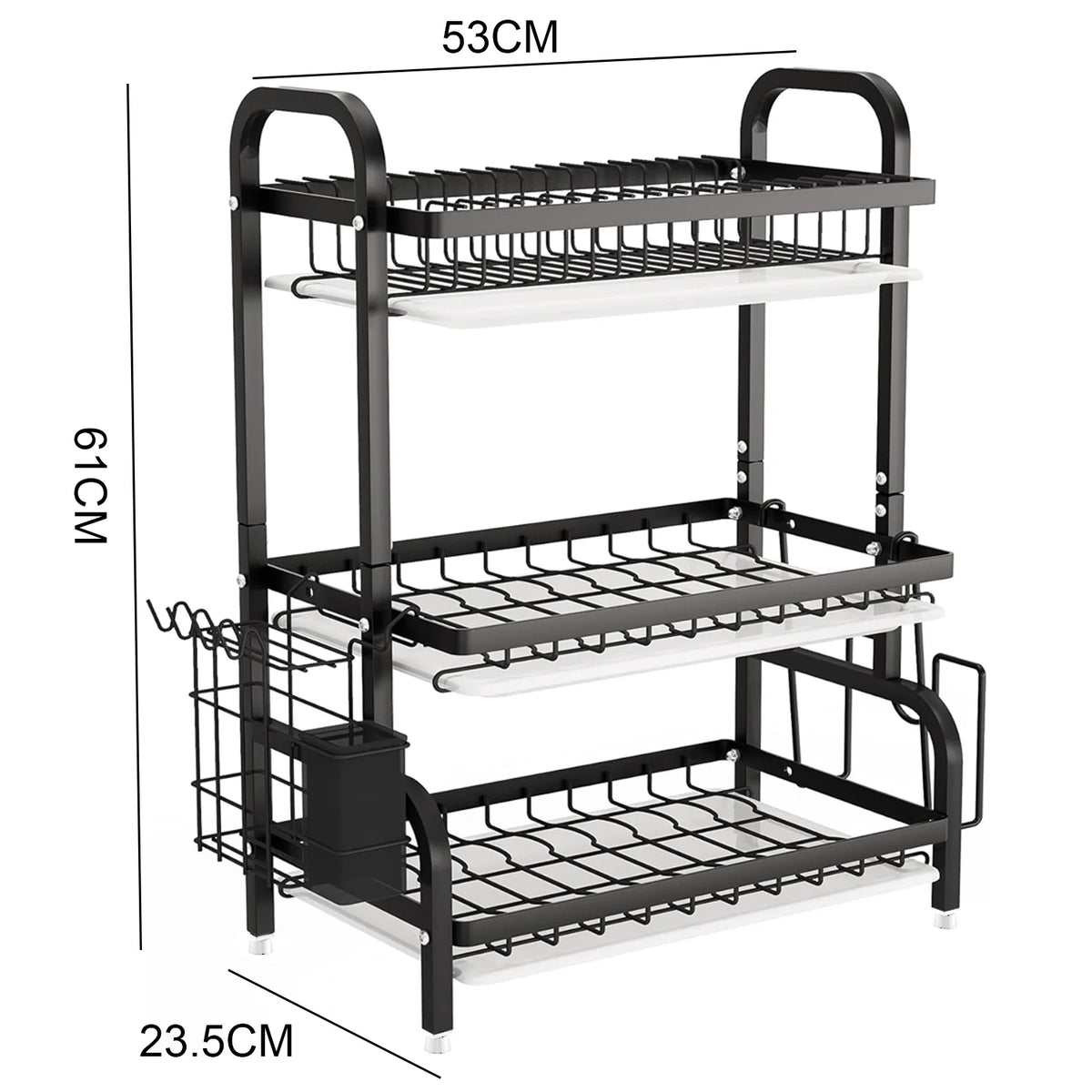 3-Tier Dish Drying Rack with Drainboard | Large Capacity | Rust-Proof Kitchen Organiser