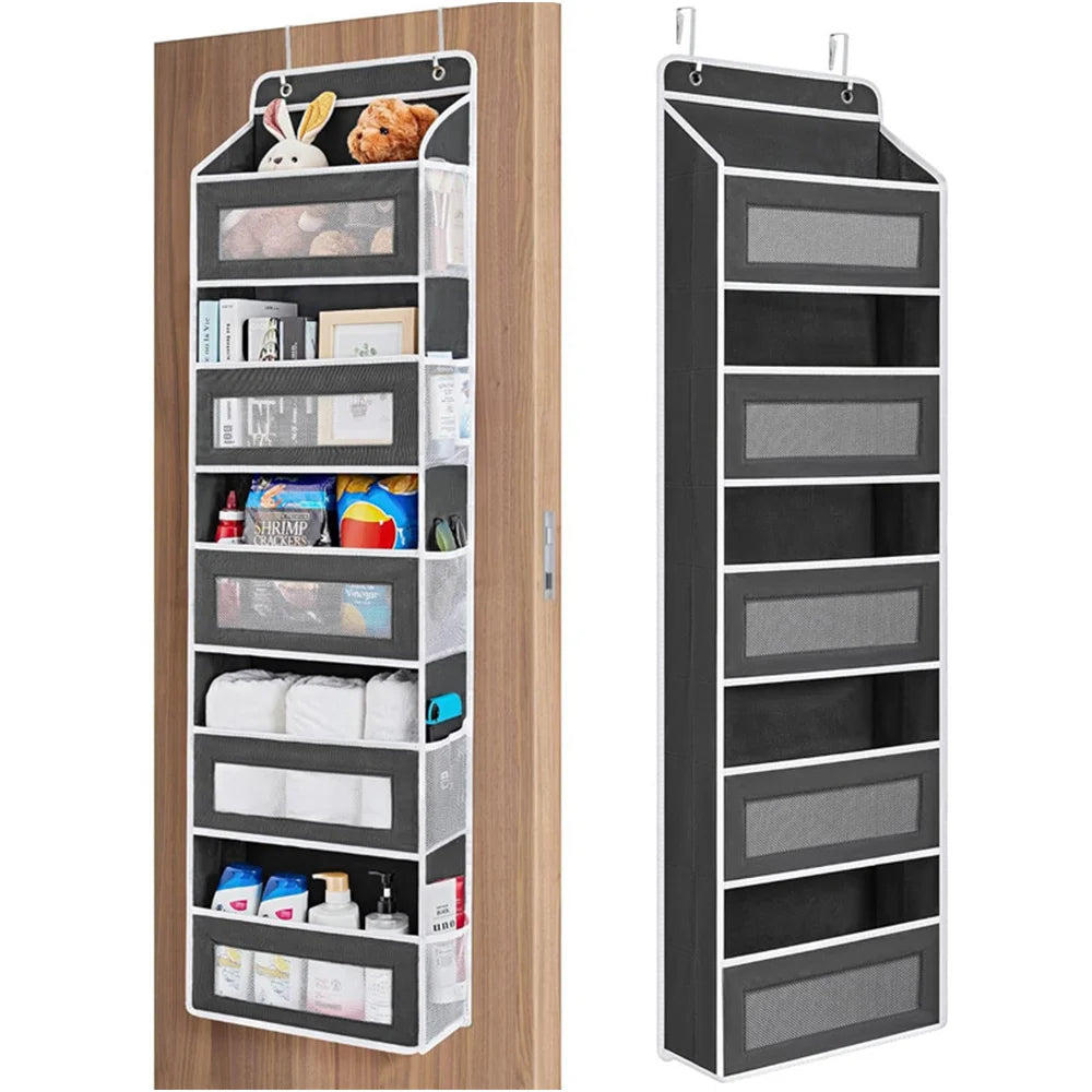 Over-Door Hanging Organiser | 5 Large + 10 Mesh Pockets | 146cm