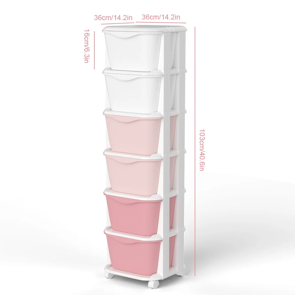 5/6-Tier Rolling Drawer Storage Cabinet | Stackable Home Organiser with Wheels