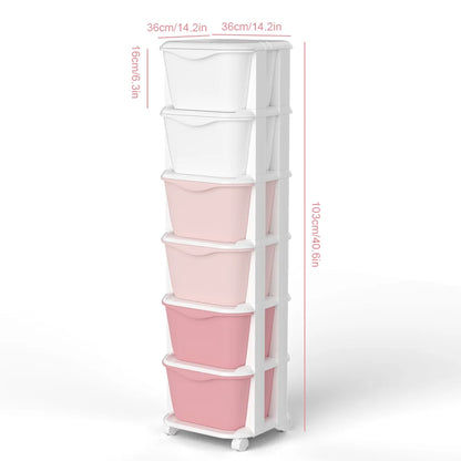 5/6-Tier Rolling Drawer Storage Cabinet | Stackable Home Organiser with Wheels