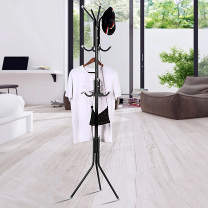 Multi-Hook Metal Coat & Hat Rack Tree Stand | 10 Hooks | 174cm