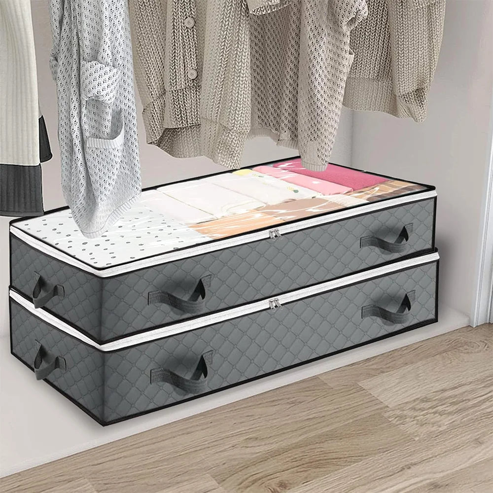 Under-Bed Storage Bags – Pack of 2, 90L with Clear Window