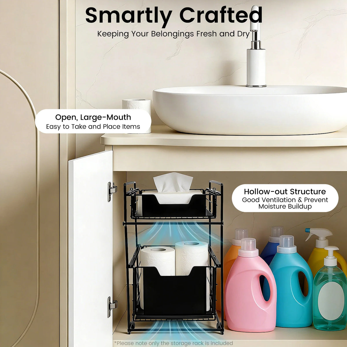 2-Tier Pull-Out Under-Sink Cabinet Organiser | Carbon Steel | Black