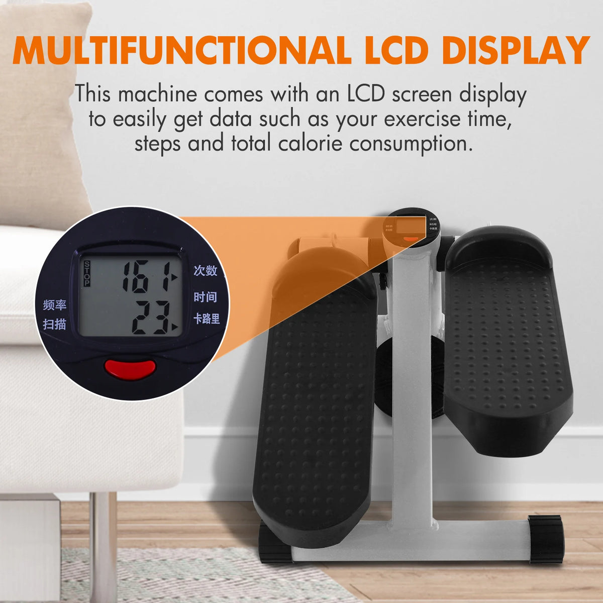 Mini Stepper Silent Exercise Twist Stair Stepper Workout Exercise Equipment 330lbs with Resistance Bands Digital Display