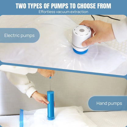 DayPlus 12-Pack Vacuum Storage Bags | Manual & Electric Pump Included