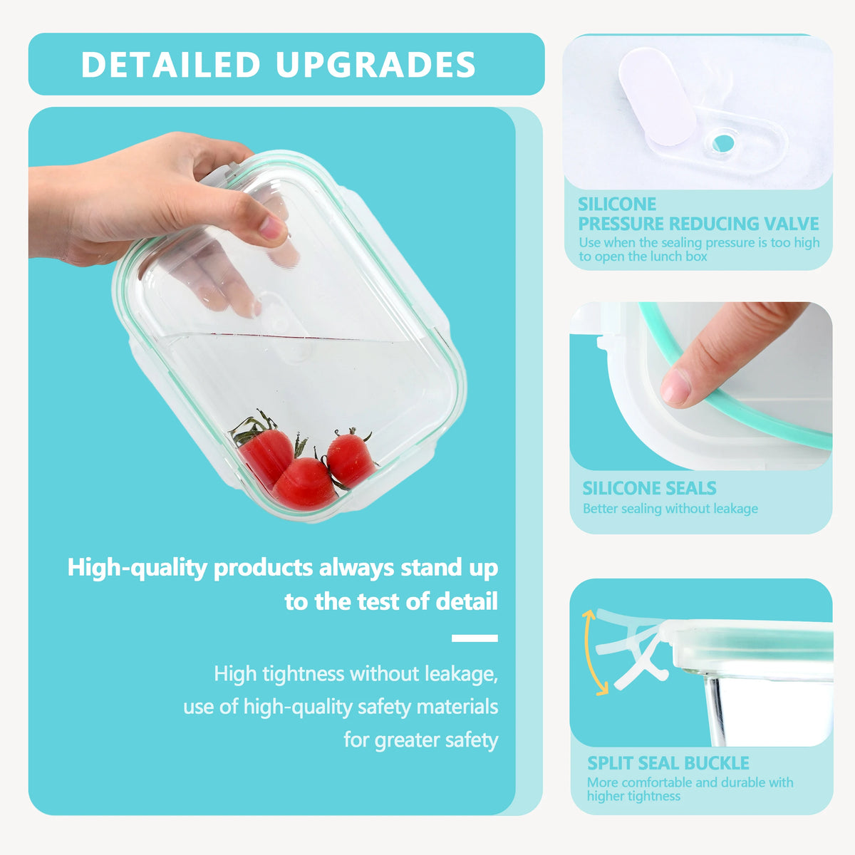 Borosilicate Glass Food Storage Containers with Steam Vent Lids | 2, 4 or 6-Pack