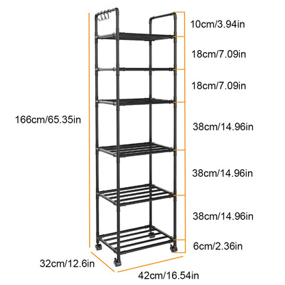 6-Tier Rolling Storage Shelf Unit | Microwave & Kitchen Organiser | 35 kg