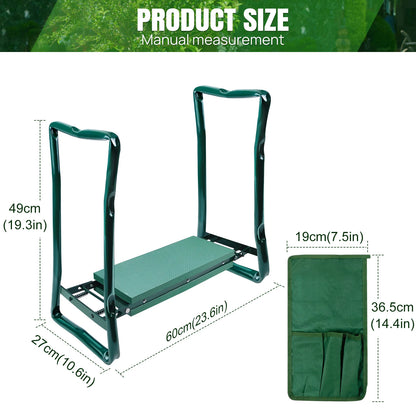 DayPlus Heavy Duty Garden Kneeler Seat with Handles & Tools Bag, Multi-Use Foldable EVA Foam Padded Kneeling Stool for Gardening