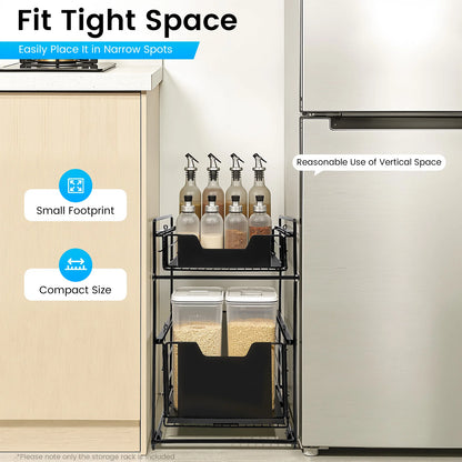 2-Tier Pull-Out Under-Sink Cabinet Organiser | Adjustable Slide-Out Drawer