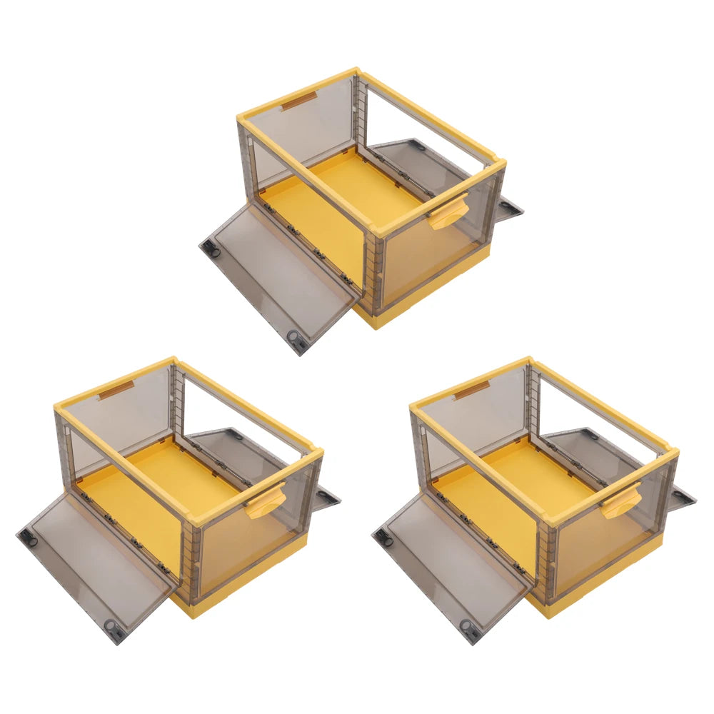 Voltsify Set of 3 Transparent Folding Storage Box with Wheels Home Organizer