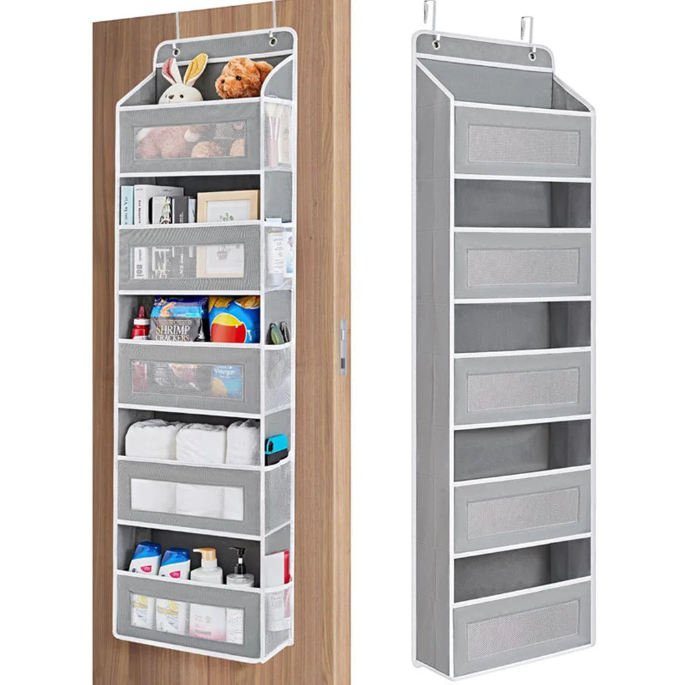 Over-Door Hanging Organiser | 5 Large + 10 Mesh Pockets | 146cm