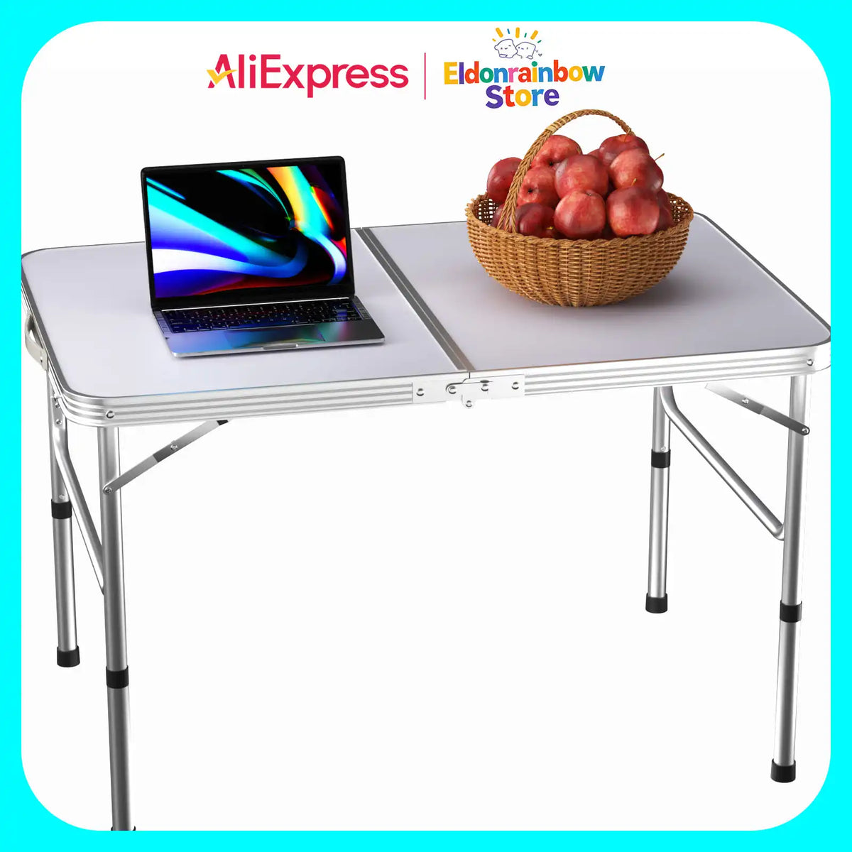 3FT/90cm Folding Table Lightweight Portable Camping Table, Non-Slip Rubber feet , Premium Quality Steel Aluminium Foldable Table