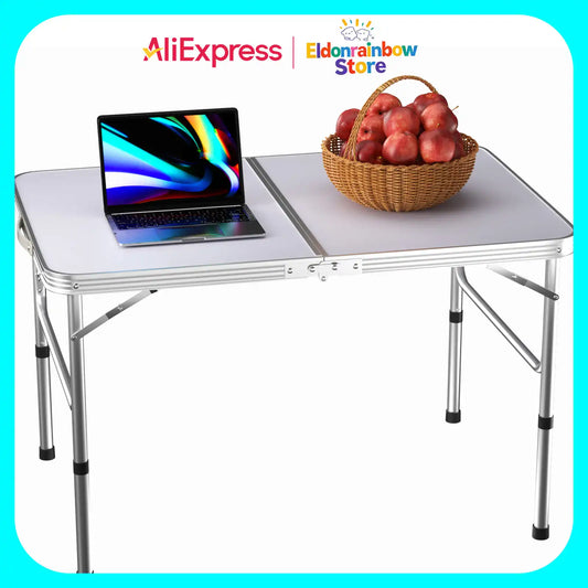 3FT/90cm Folding Table Lightweight Portable Camping Table, Non-Slip Rubber feet , Premium Quality Steel Aluminium Foldable Table