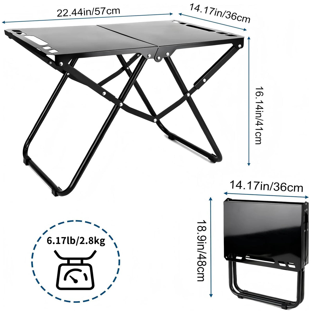 Outdoor Camping Tactical Table,Camping Side Table Folding Grill Side Table, suitable for camping and picnics,easy to carry,Black