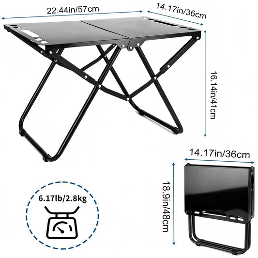 Outdoor Camping Tactical Table,Camping Side Table Folding Grill Side Table, suitable for camping and picnics,easy to carry,Black