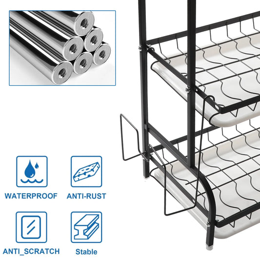 3-Tier Dish Drying Rack with Drainboard | Large Capacity | Rust-Proof Kitchen Organiser