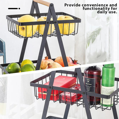 3 Tier Fruit Storage Basket Countertop for Kitchen Fruit Vegetable Basket Bowle with Handle Bread Snacks Stand