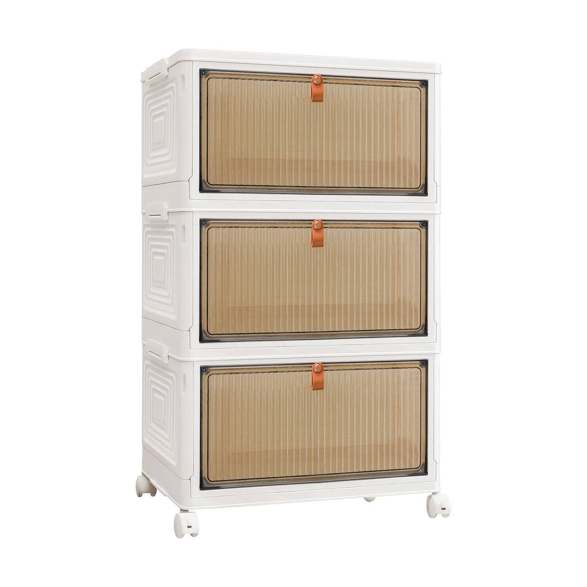 3/4/5 Tier Stackable Storage Boxes with Lids,Sturdy PP Matterial, Foldable Plastic Storage Unit for Toys/Office Supplies/Clothes