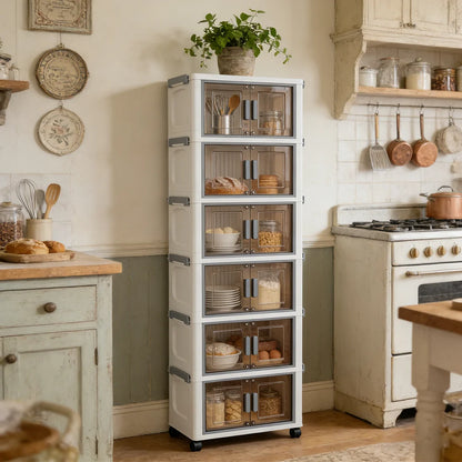 Foldable Double-Door Wardrobe Cabinet | 6 Shelves | Dustproof | 117cm