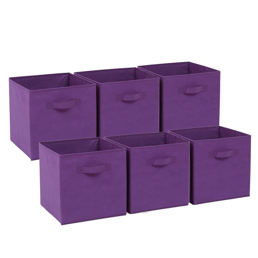 BonChoice Foldable Storage Cubes 30x30x30cm with Handle Pack of 6, Fabric Open Storage Bins Wardrobe  Organization