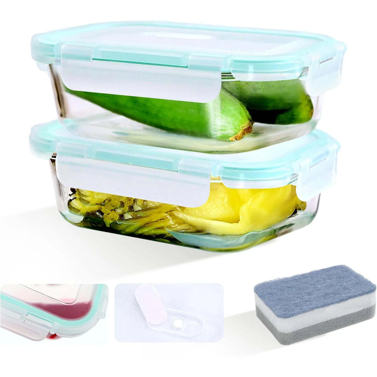 Borosilicate Glass Food Storage Containers with Steam Vent Lids | 2, 4 or 6-Pack