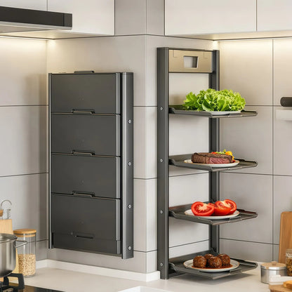 4-Tier Foldable Wall-Mounted Spice Rack | Space-Saving Kitchen Organiser
