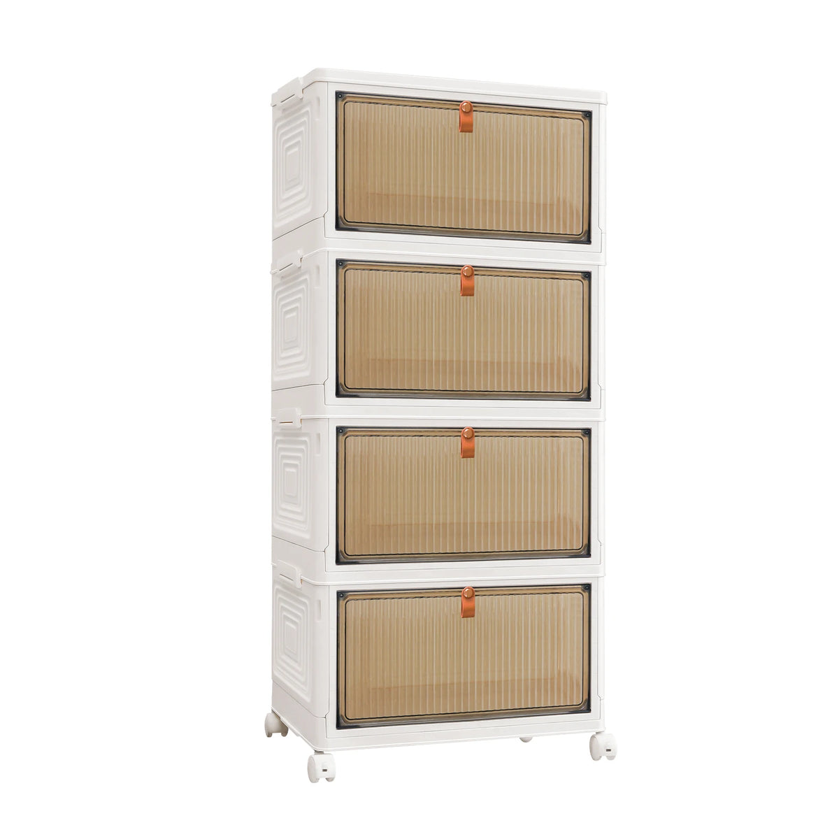 3/4/5 Tier Stackable Storage Boxes with Lids,Sturdy PP Matterial, Foldable Plastic Storage Unit for Toys/Office Supplies/Clothes