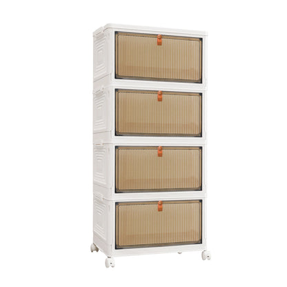 3/4/5 Tier Stackable Storage Boxes with Lids,Sturdy PP Matterial, Foldable Plastic Storage Unit for Toys/Office Supplies/Clothes