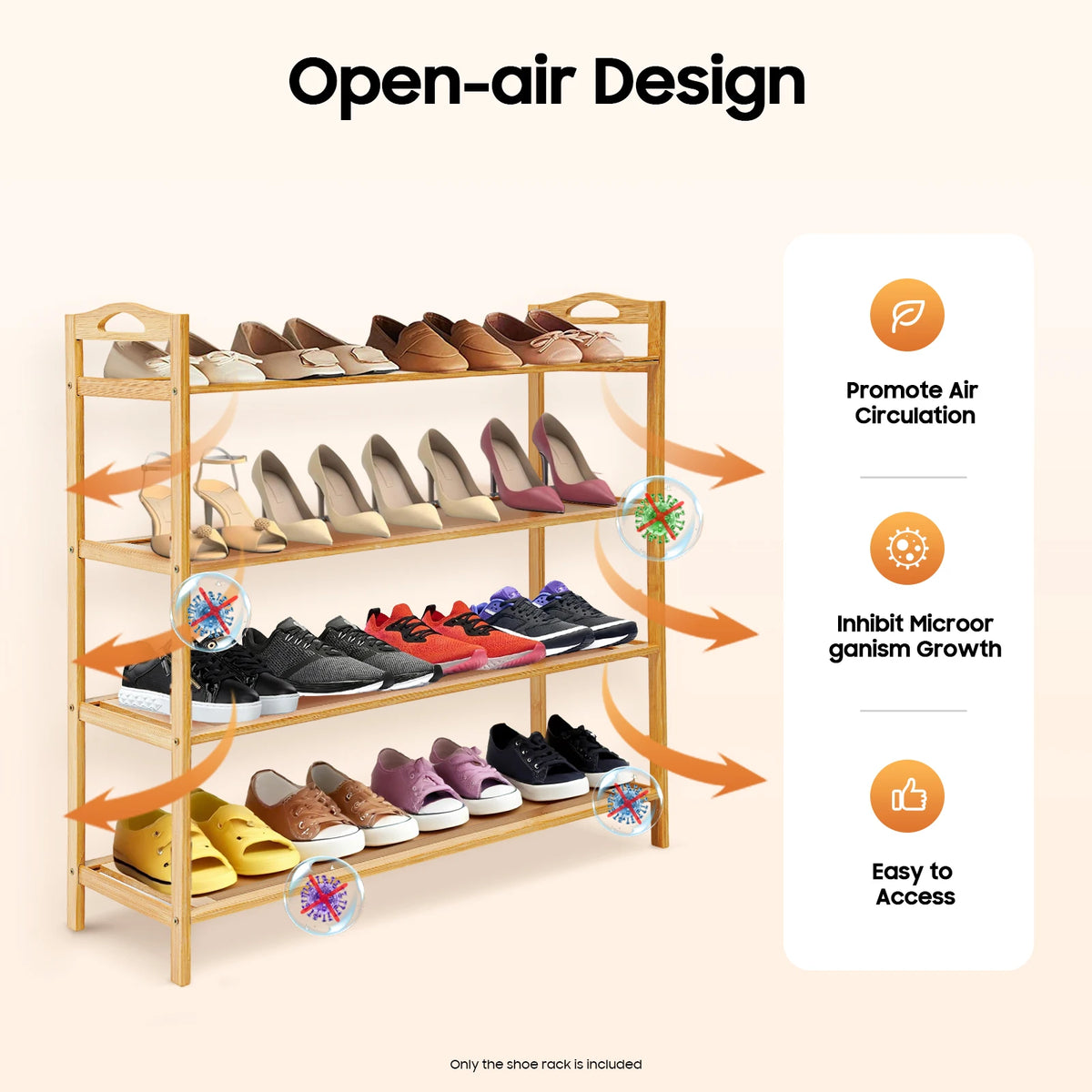 4-Tier Bamboo Shoe Rack | Stackable | Indoor & Outdoor | Entryway Organiser