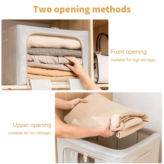 Set of 2 Foldable Oxford Cloth Storage Bags | 24L | Steel Frame | Clothes & Bedding Organiser