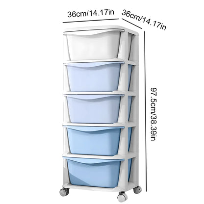 5 layer Storage Cabinet Stackable Drawer Storage Unit Swivel Casters Plastic Storage Cabinet Easy To Assemble Drawer Style