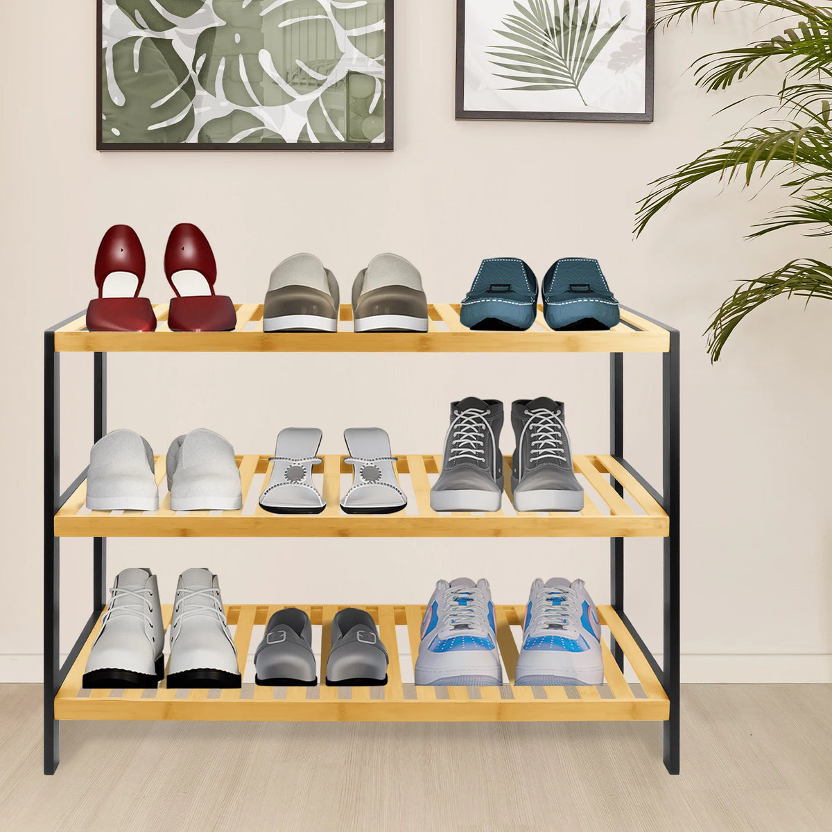 3-Tier Natural Bamboo Shoe Rack