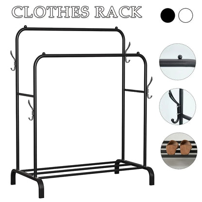 Double Rail Freestanding Clothes Rack | L110×W54×H150cm | Metal