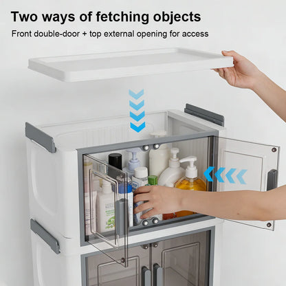 Foldable Double-Door Wardrobe Cabinet | 6 Shelves | Dustproof | 117cm