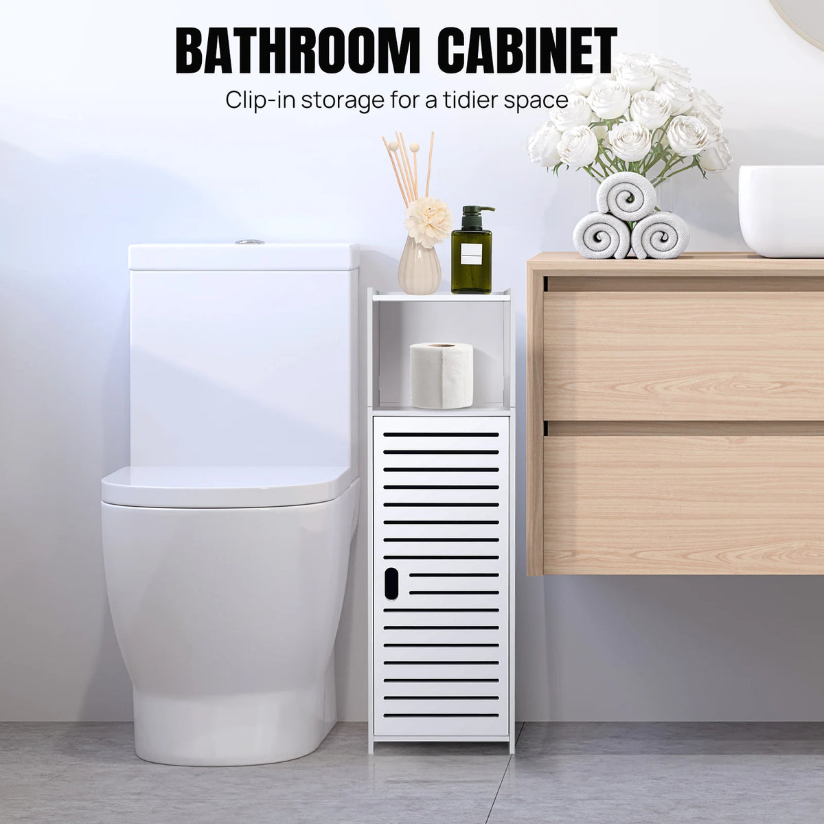 3-Tier Bathroom Floor Cabinet with Door