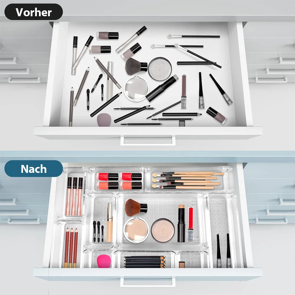 25-Piece Clear Drawer Organiser Set | 4 Sizes | Makeup, Kitchen & Office