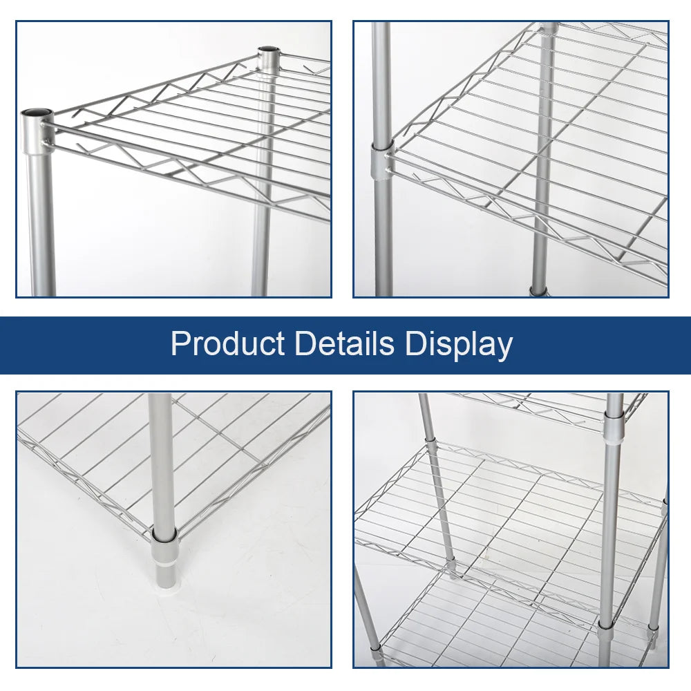 Metal Storage Rack 4-Tiers Organiser Shelf Unit Display Rack for Kitchen Bathroom Office 120*56*35cm