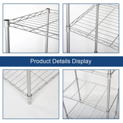 Metal Storage Rack 4-Tiers Organiser Shelf Unit Display Rack for Kitchen Bathroom Office 120*56*35cm