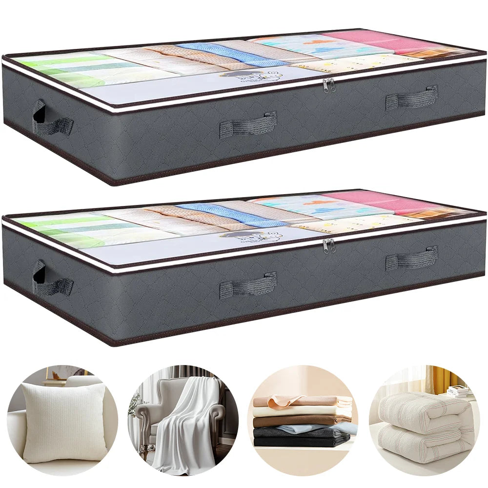 Under-Bed Storage Bags – Pack of 2, 90L with Clear Window
