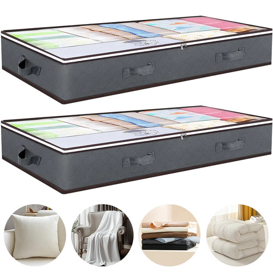 Under-Bed Storage Bags – Pack of 2, 90L with Clear Window