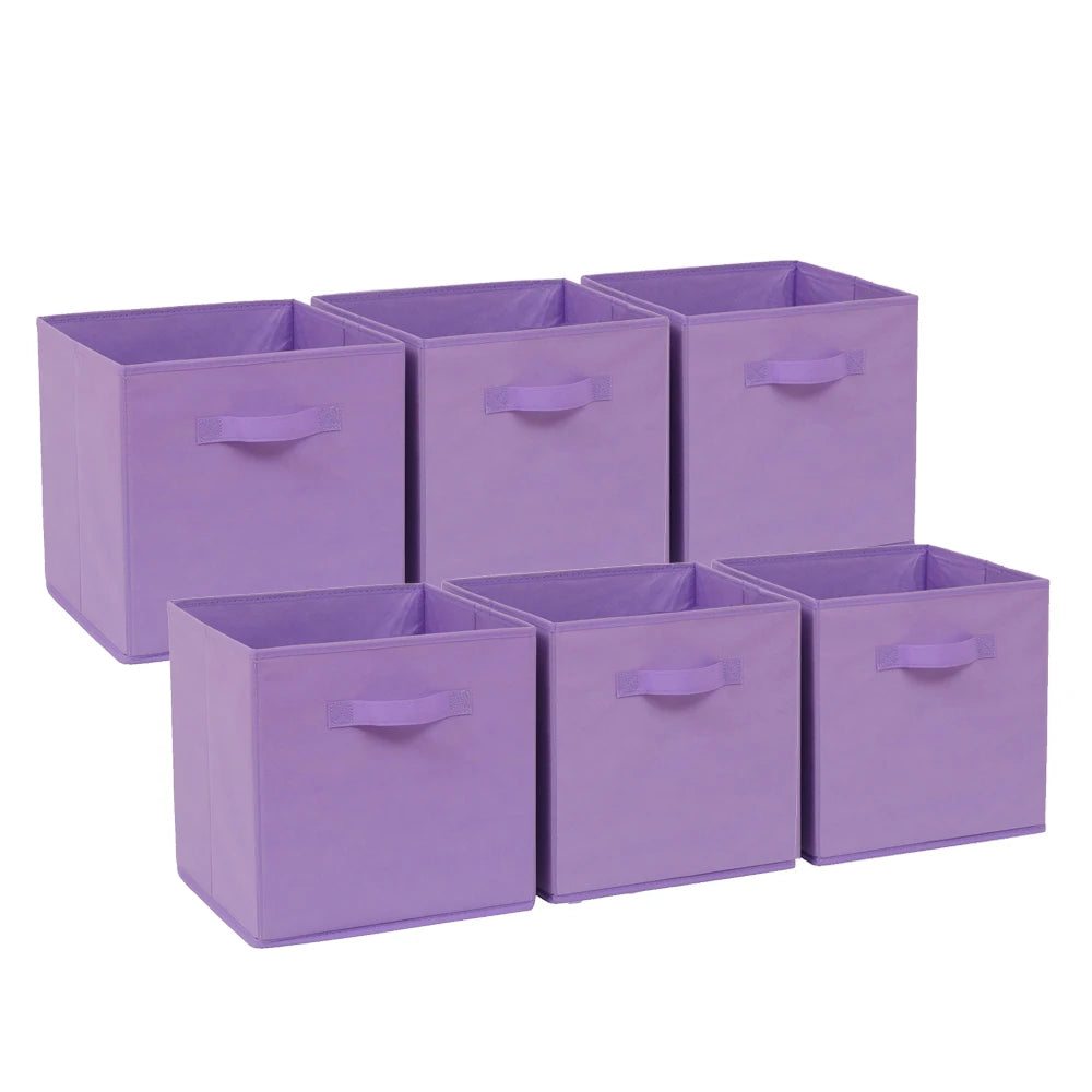BonChoice Foldable Storage Cubes 30x30x30cm with Handle Pack of 6, Fabric Open Storage Bins Wardrobe  Organization