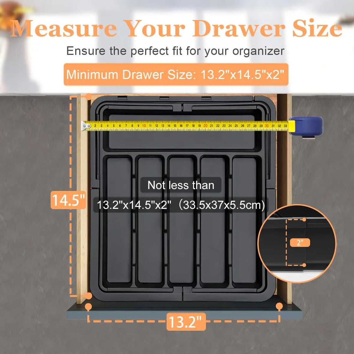 Expandable Cutlery Drawer Organiser | 6–9 Adjustable Slots | Black