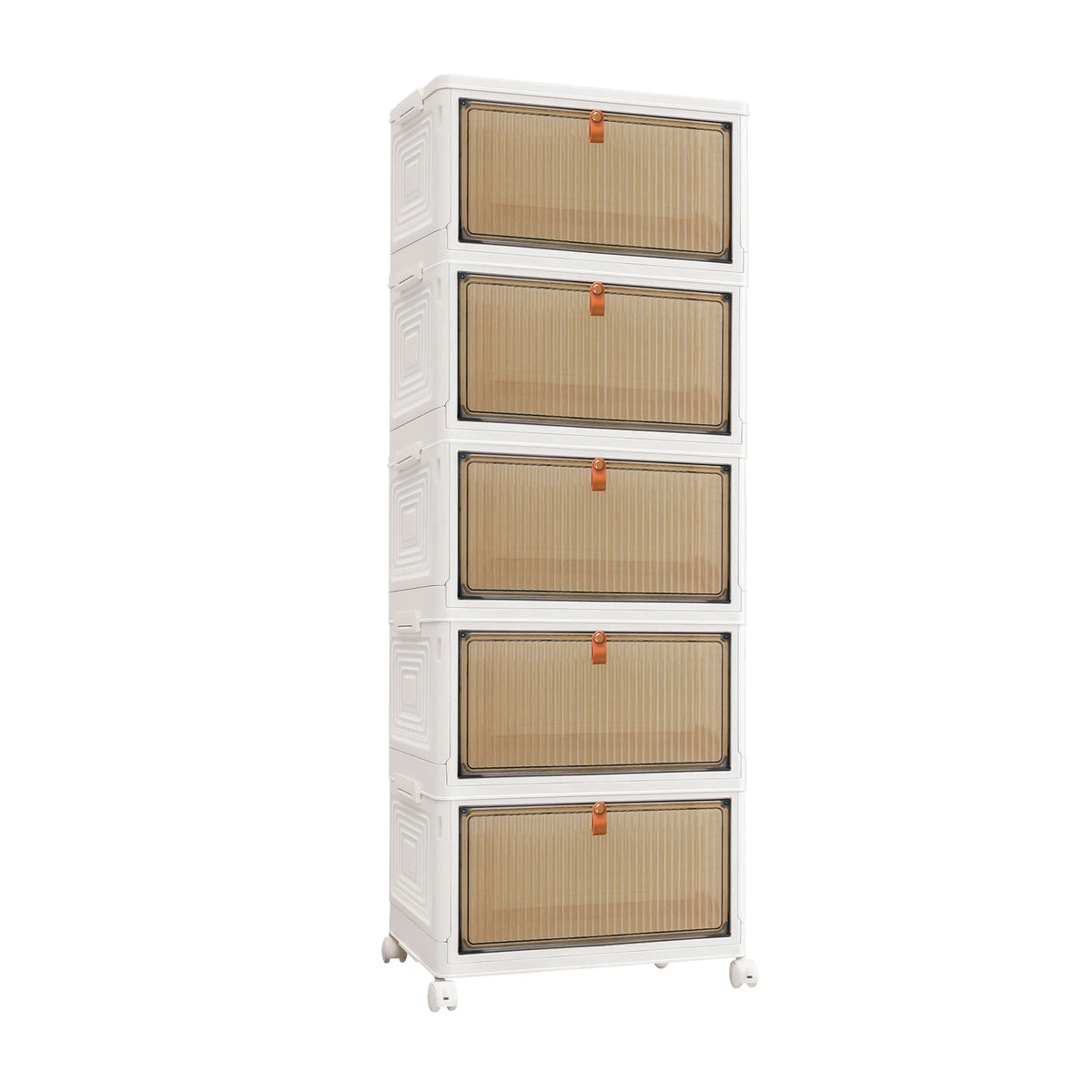 3/4/5 Tier Stackable Storage Boxes with Lids,Sturdy PP Matterial, Foldable Plastic Storage Unit for Toys/Office Supplies/Clothes
