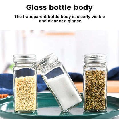 12-Piece Glass Spice Jar Set | 120ml | Transparent Seasoning Bottles