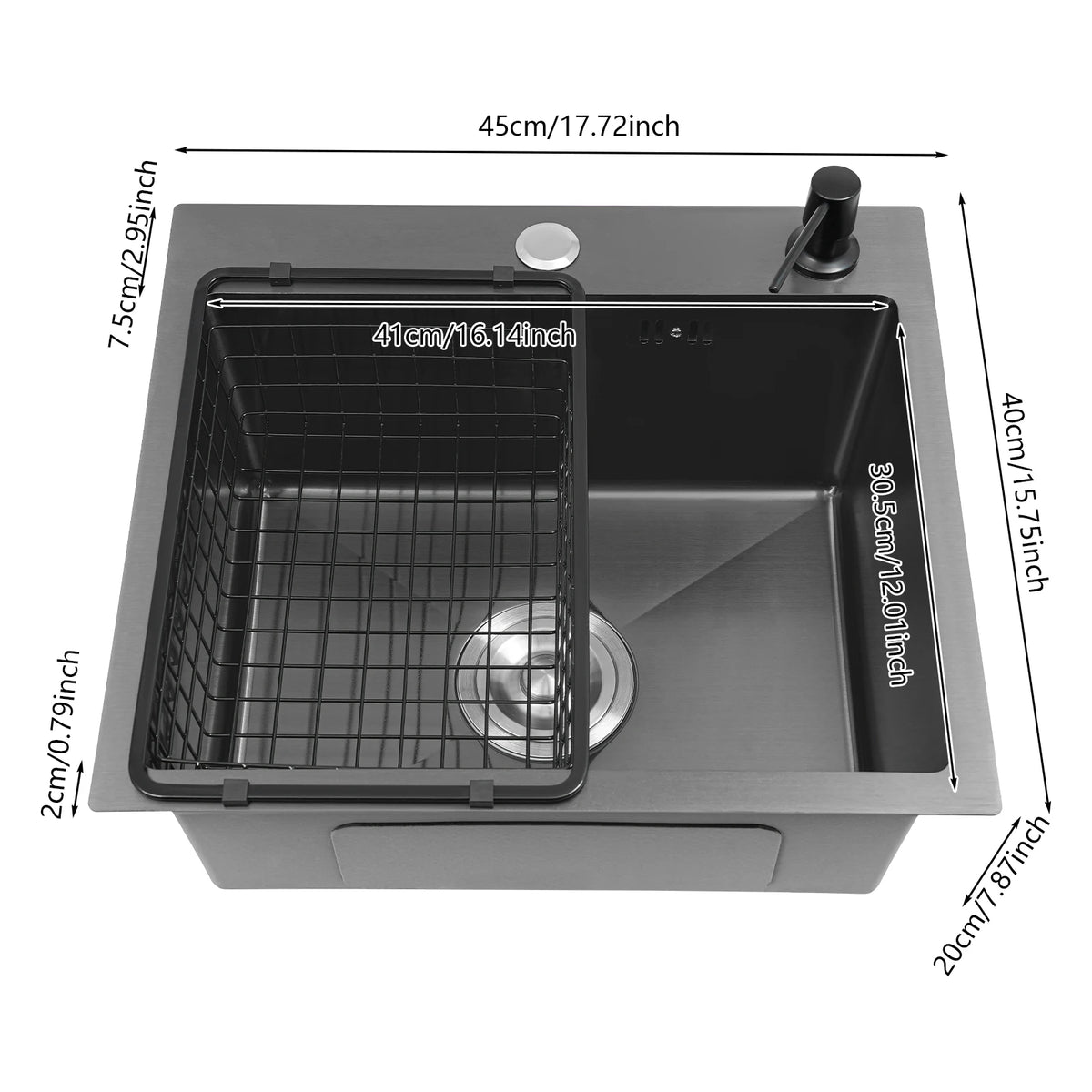 Black Stainless Steel Kitchen Sink with Faucet & Soap Dispenser | Nano-Coated