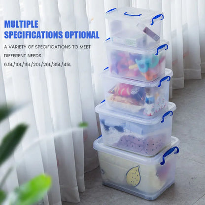 Plastic Storage Box Boxes Lid Handles Food Container Home Kitchen Office Box 6.5L/10L/15L/20L/26L/35L/45L