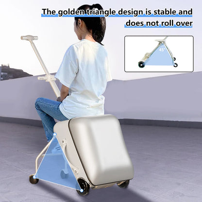 Children Portable can sit and ride on luggage, carry-on luggage, luggage lazy trolley case 360° rotating double wheels