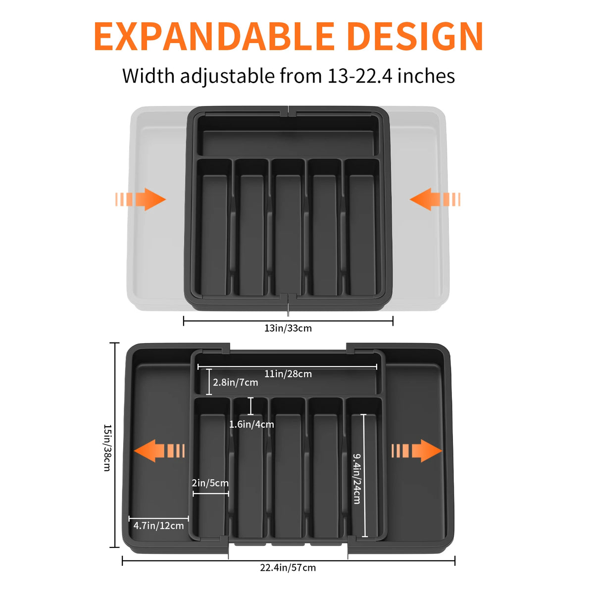 Expandable Cutlery & Utensil Drawer Organiser – Up to 8 Compartments