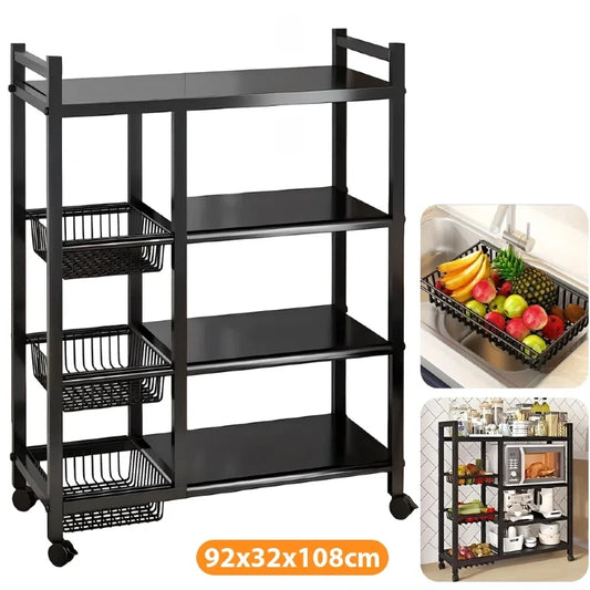 4-Tier Metal Storage Rack | Kitchen & Bathroom Organiser | 92×32×108cm