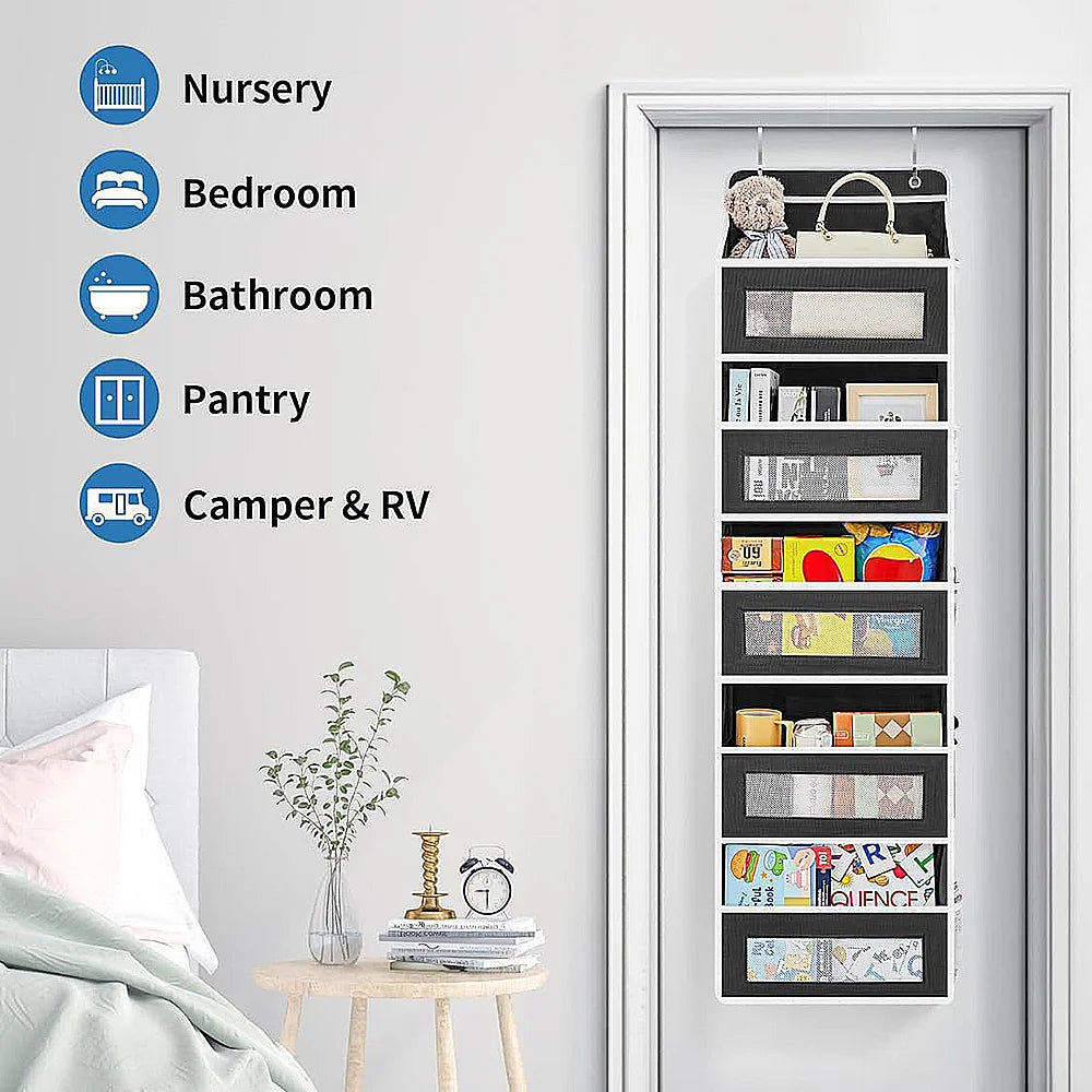 Over-Door Hanging Organiser | 5 Large + 10 Mesh Pockets | 146cm